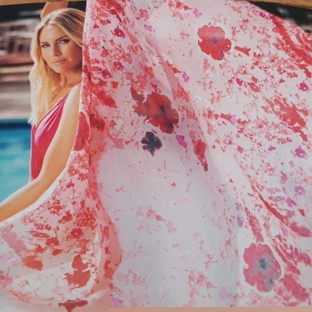 NWT Peter Som Dream Floral Print Sarong Coverup Rose-Quartz Oversize - Picture 8 of 9